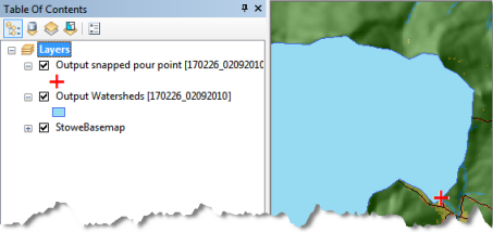 Output from Create Watershed Polygon task added to the ArcMap table of contents